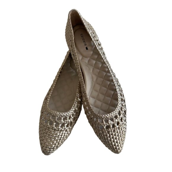 BIRDIES The Goldfinch Gold Leather Woven Flats Size US 7 - Picture 8 of 8